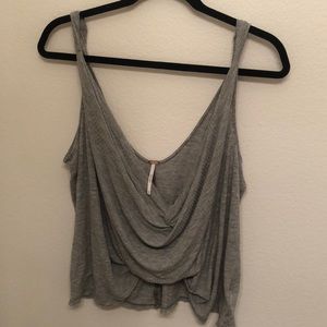 Free People Gray Twist Low Cut Tank